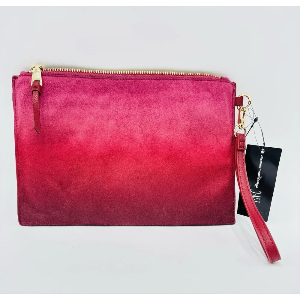 NWT Pink Wristlet Wallet‎ Clutch Vegan Leather Zip Pouch Card Holder Bag
